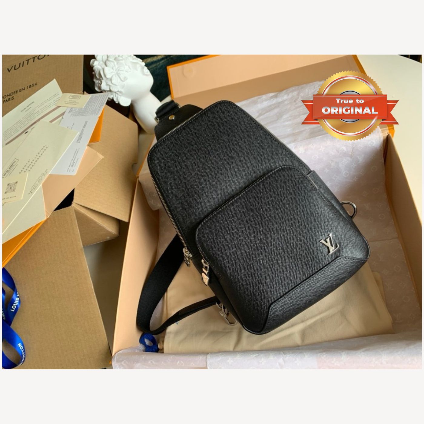 [True-to-ORIGINAL] Louis Vuitton Avenue Sling Bag Black For Women 12.2in/31cm